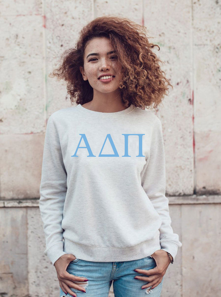 Alpha Delta Pi Greek Lettered Crewneck Sweatshirt Alpha Delta Pi Greek Lettered Crewneck Sweatshirt