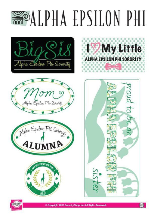 Alpha Epsilon Phi Alpha Epsilon Phi Family Sticker Sheet