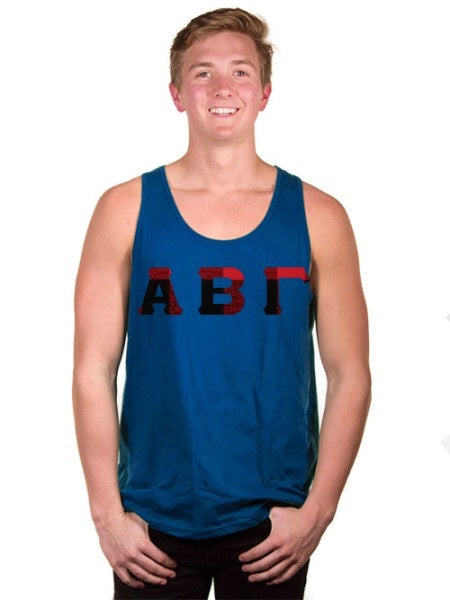 Alpha Kappa Psi Lettered Tank Top with Sewn-On Letters — GreekU