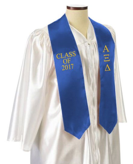 Alpha Xi Delta Classic Colors Embroidered Grad Stole