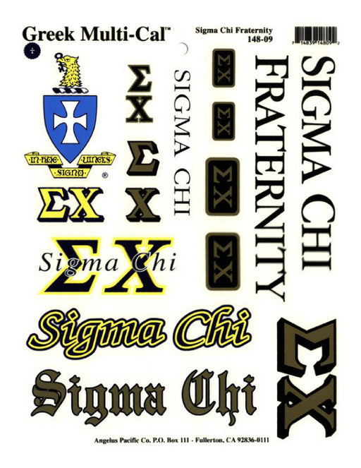 Sigma Nu Multi Greek Decal Sticker Sheet