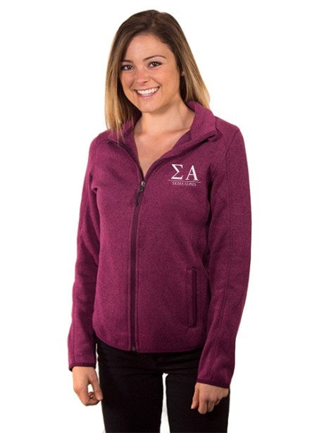 Sigma Kappa Embroidered Ladies Sweater Fleece Jacket — GreekU