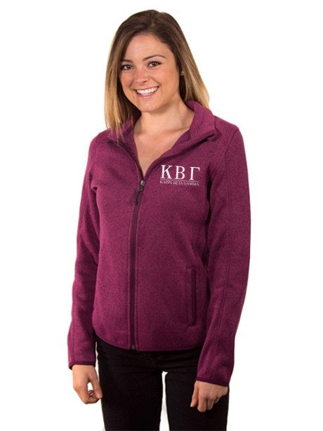 Kappa Beta Gamma Embroidered Ladies Sweater Fleece Jacket — GreekU